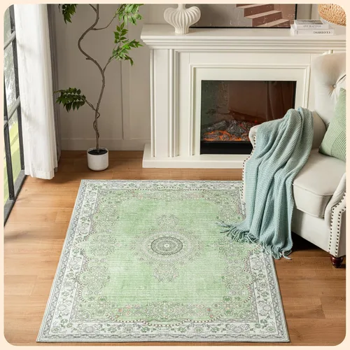Vista 53 de Istana Alfombra larga antideslizante de 2.5 x 8 para el hogar, para pasillo y cocina, lavable, sedosa y suave al tacto, elegante, color azul y marfil