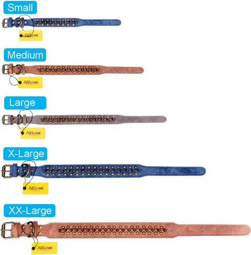 Vista 28 de Collar ajustable de piel sintética con remaches de clavos para gatos, cachorros y perros.
