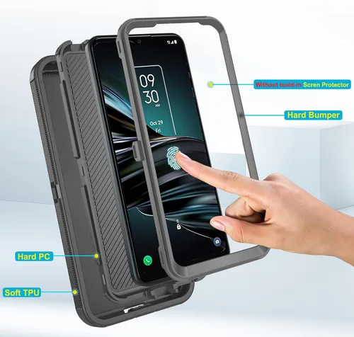 Vista 4 de Asuwish Funda de teléfono para Samsung Galaxy A11/M11 con protector de pantalla de vidrio templado y cubierta para celda, híbrida, resistente, a