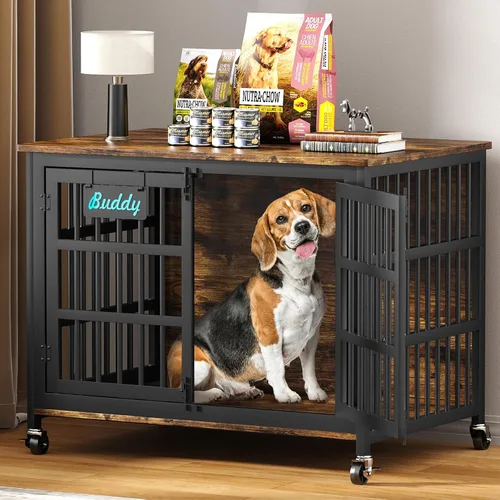 Vista 21 de EasyCom Jaula para Perros de Alta Resistencia para Interior con Etiqueta de Nombre, Mueble de Jaula para Perros de 27 Pulgadas para Perros Pequeños