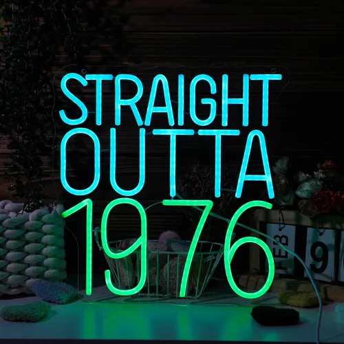 Vista 11 de Straight Outta - Letreros de neón de 1986 con texto en inglés "Happy Birthday", lámpara brillante para 40 años, 40 años, luces de neón retro