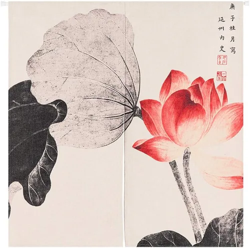 Vista 9 de Tapiz japonés Noren para puerta, moderno pájaro, hecho a mano, cortina de puerta, divisor de habitación para decoración del hogar, 33 x 35 pulgadas