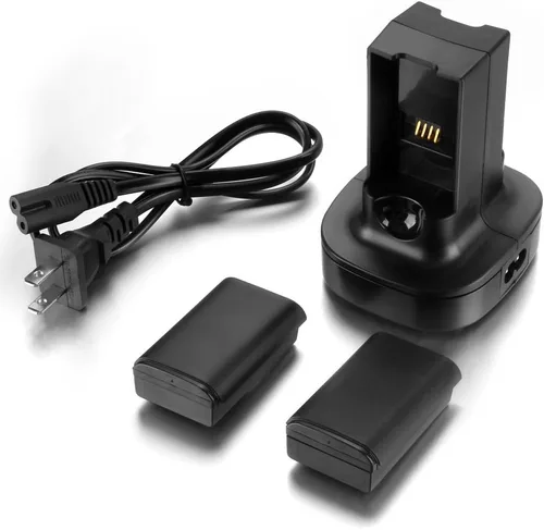 Vista 7 de Para Xbox 360 Controller 2 Pack Kit de batería recargable con base de soporte de cargador de estación de carga dual