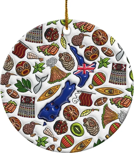 Vista 122 de Lotacy Bandera argentina argentina de Navidad de cerámica 2D impresa adorno con símbolos, decoración del hogar argentina regalos para hombres