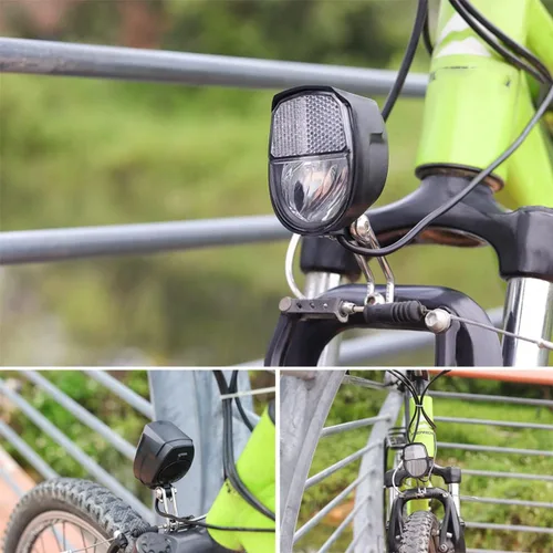 Vista 4 de Dynamo - Juego de luces delanteras para bicicleta, entrada AC, 6 V, 3 W, Dynamo, faros LED, accesorios para bicicleta, color negro