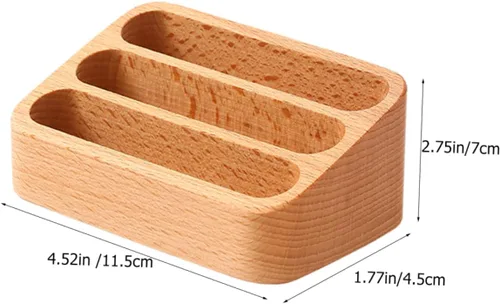 Vista 6 de Zerodeko Soporte de tarjeta de visita de madera de 3 rejillas Soporte para tarjetas comerciales para oficina