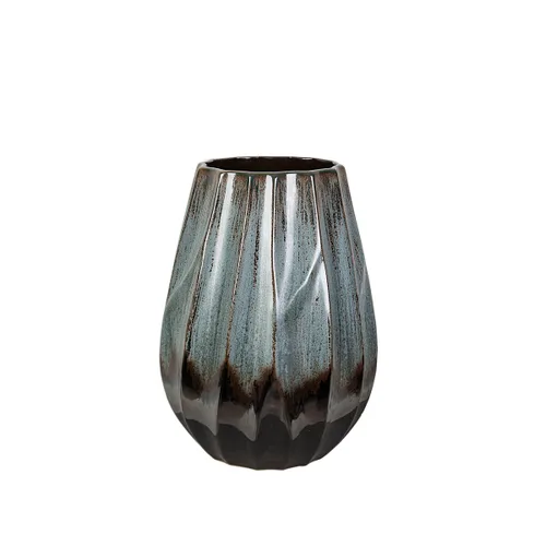 Vista 3 de Florero Romimex Azul Negro Cerámica