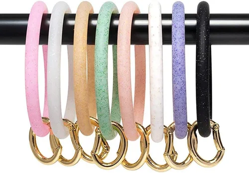 Vista 7 de Llavero pulsera de silicona con borla para mujer y niña, estilo cadena