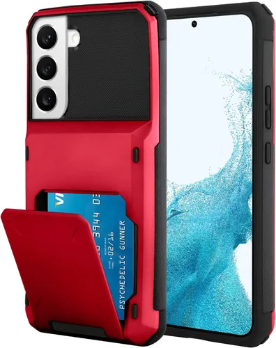 Vista 95 de Funda tipo cartera para Samsung Galaxy S22 con ranura para 2 tarjetas de crédito Funda a prueba de golpes Hybrid Heavy Duty Protection Armor Funda