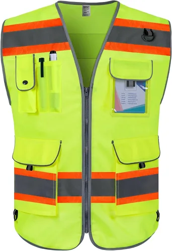 Vista 6 de TCCFCCT 9 Pockets Hi Vis Safety Vest for Men Women with Extend Edge, Class 2