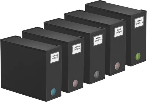 Vista 8 de SpaceAid Paquete de 5 Organizadores y Almacenamiento de Sábanas de Cama, Organizador de Sábanas Plegable para Armario de Ropa Blanca, Carpeta