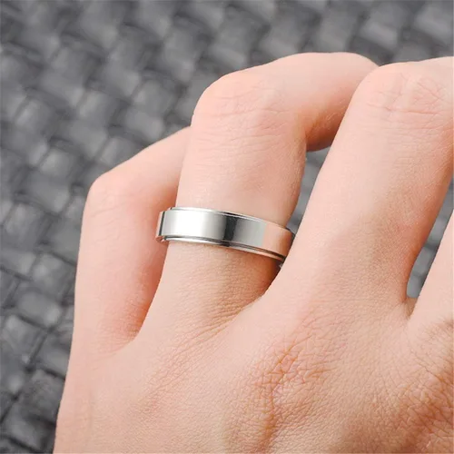 Vista 11 de Nanafast 3 anillos giratorios para la ansiedad, anillos giratorios de acero inoxidable para mujeres y hombres, anillos para aliviar el estrés