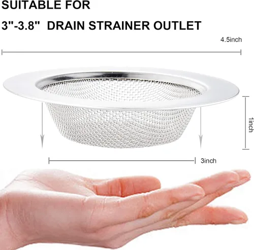 Vista 2 de LASSHSWA 2 piezas de colador de fregadero de cocina de acero inoxidable, colador de drenaje de fregadero de cocina, coladores de fregadero con borde