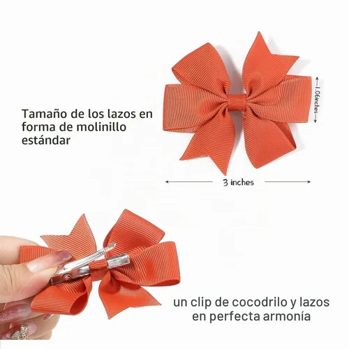 Vista 2 de Choicbaby Lazos para el cabello de 3 pulgadas para niñas, cinta de grogrén, accesorios para el cabello con lazo de clip de cocodrilo para niñas
