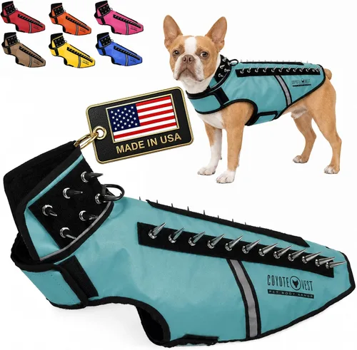 Vista 23 de CoyoteVest SpikeVest - Chaleco de arnés para perro, accesorios reflectantes para perros con picos para proteger a tu mascota de ataques de Raptor