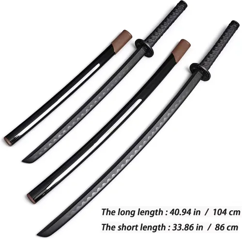 Vista 6 de 2PCS High-Toughness Polypropylene Training Martial Practice Katana Plastic Sword Unsharp with Stand and Belt