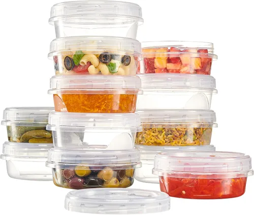 Vista 12 de PLASTICPRO Paquete de 6 recipientes de almacenamiento de alimentos con tapa giratoria con rosca transparente, recipientes reutilizables