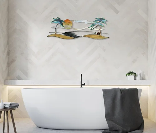 Vista 6 de T.I. Design Decoración de pared de metal contemporánea costera de playa tropical