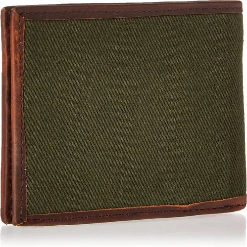 Vista 2 de Lucky Brand Lona para hombre con ribete de cuero RFID plegable