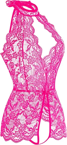 Vista 3 de Lencería para mujer con escote en V profundo halter de una pieza