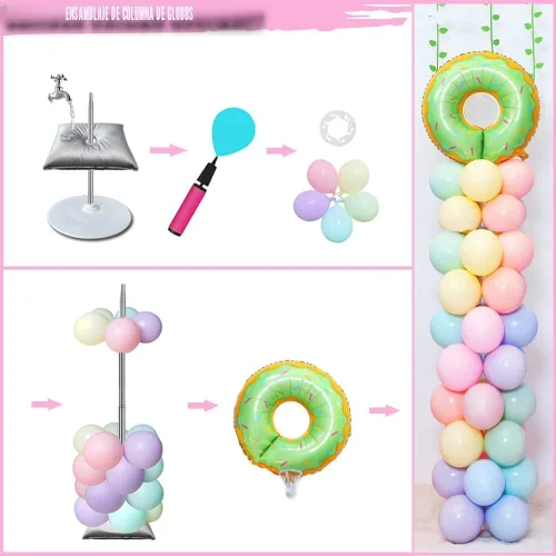 Vista 6 de DECOJOY Juego de 2 soportes de columna para globos, soportes ajustables de arco de globos de 7 pies con bases para piso, kit de montaje de pilar