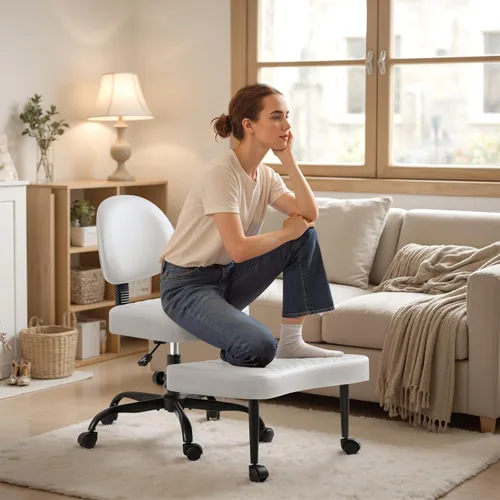 Vista 13 de Homall - Silla de oficina de escritorio ergonómica con patas cruzadas y ruedas, giro de 360° y altura ajustable para meditación y TDAH, silla