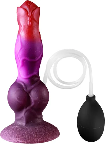 Vista 3 de Squirting Monster Dog Silicone Dildo with Suction Cup (Blue) Soft Akin-safe silicone Strong Auction Cup for Hands-free Anal Plug Penis for