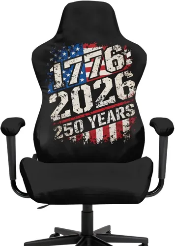 Vista 6 de Fundas para silla de videojuegos de 250 aniversario, 4 piezas, cómodas, ergonómicas, para oficina, fundas giratorias de poliéster, decoración