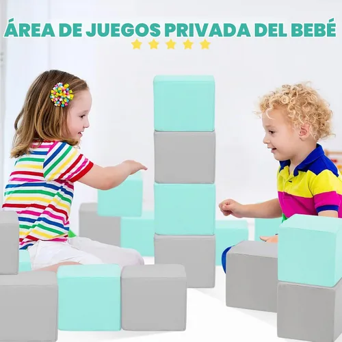 Vista 5 de TRENDBOX 6 bloques de espuma para niños pequeños, cubos de espuma suave de 5.5 pulgadas con funda lavable desmontable, bloques de juego suaves