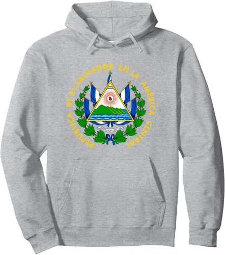 Vista 3 de Sudadera con capucha con diseño de emblema de la bandera de El Salvador