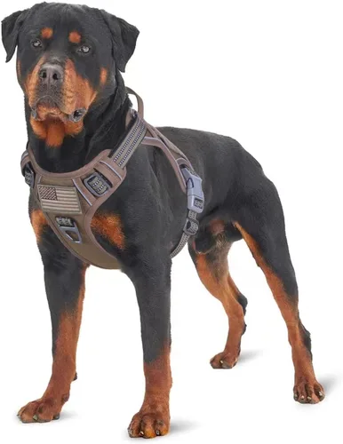 Vista 12 de BUMBIN Arnés táctico para perros pequeños sin tirones, famoso arnés de TIK TOK sin tirones para cachorros, arnés reflectante inteligente para Negro