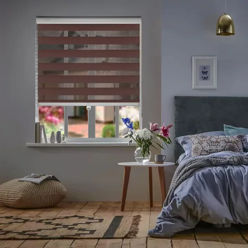 Vista 2 de Zebra - Persianas enrollables sin cordones estilo cebra, de doble capa, con filtro de luz, de corte personalizado a medida, cortinas de ventana