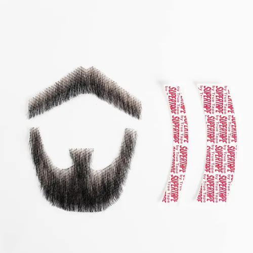 Vista 8 de Bigote falso realista para hombres, pelo facial de barba falsa, maquillaje de barba falsa de encaje para adultos, barba falsa para hombres, barba