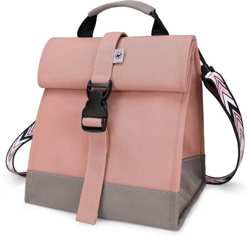 Vista 20 de Sunny Bird - Lonchera reutilizable para adultos, para hombres, mujeres, adolescentes, niños, lonchera grande aislada, bolsa de almuerzo para la Negro