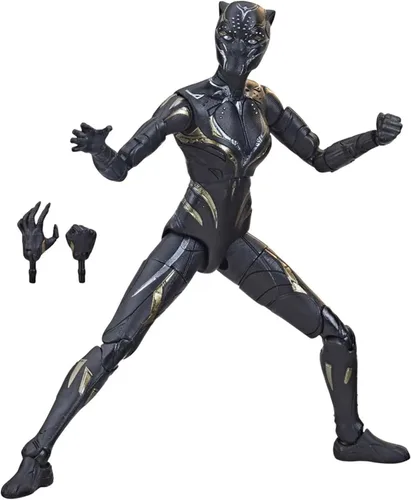 Vista 3 de Marvel Legends Series Black Panther Wakanda Forever Black Panther - Figura de acción MCU de 6 pulgadas, 2 accesorios