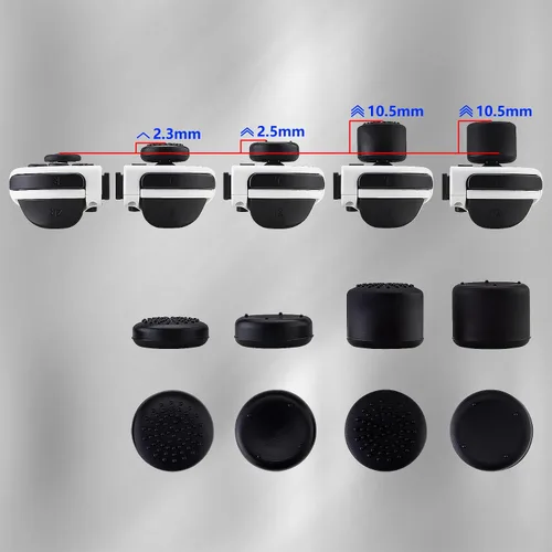 Vista 3 de eXtremeRate 4 pares de fundas negras de silicona antideslizante de longitud extendida para Nintendo Switch y Switch OLED Joy-con Controller, tapas