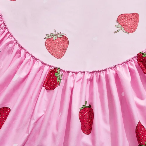 Vista 6 de LAMEJOR Juego de sábanas rosadas, tamaño individual, diseño de fresa roja Kawaii con bolsillos profundos de 14 pulgadas de profundidad, 4 piezas, 1