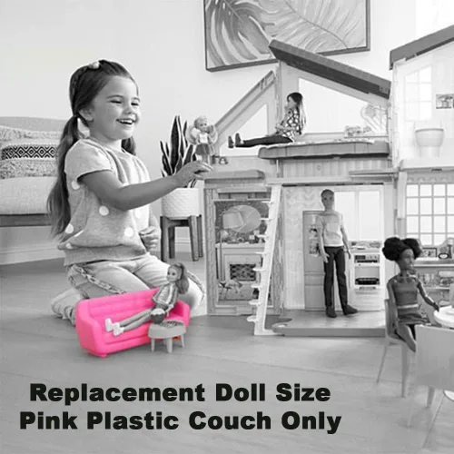 Vista 2 de F-Price - Piezas de repuesto para casa de muñecas Barbie Malibu - FXG57 ~ Sofá de plástico rosa tamaño muñeca