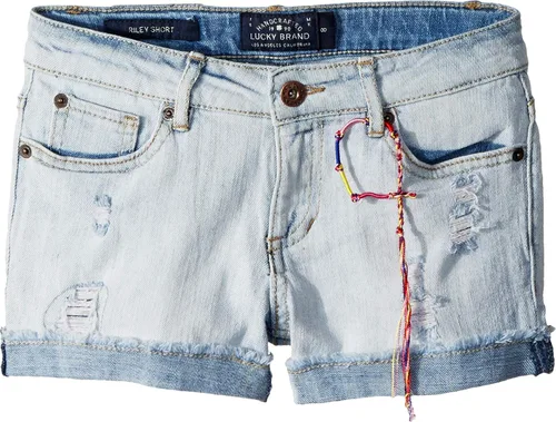 Vista 7 de Lucky Brand - Pantalones cortos de mezclilla con puños para niñas, de denim elástico con 5 bolsillos, de cintura media a alta Jenna Blanco Brillante