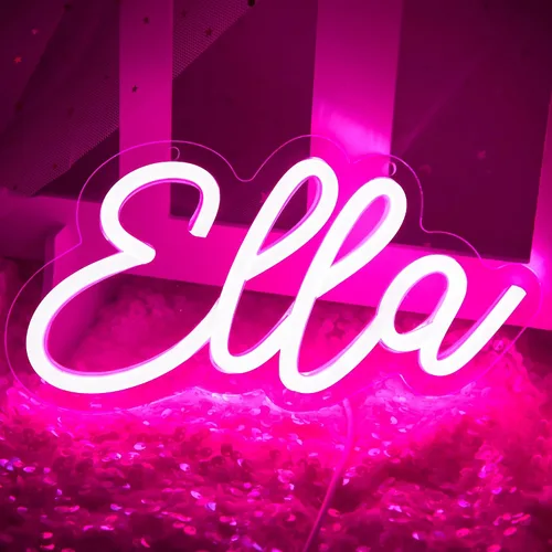 Vista 21 de Letrero de neón con el nombre Brianna para decoración de pared, luz de neón LED con el nombre Brianna para dormitorio de niños, decoración de fiesta
