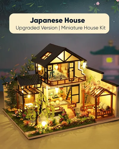 Vista 6 de Kit de casa en miniatura para bricolaje, kit de casa de muñecas para adultos para construir, kit de mini casa con LED, kits de diorama