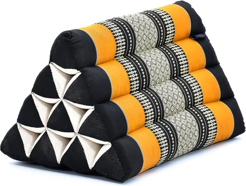 Vista 13 de Leewadee Cojín Thai Triangle – Cómodo respaldo para TV o lectura, almohada de cuña – Relleno natural ecológico Kapok 20 x 13 x 13 pulgadas, negro