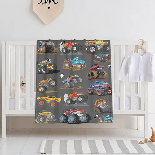 Vista 140 de Manta de bebé con texto en inglés «Just A Boy Who Loves Trucks» para niños y niñas, manta súper suave para envolver al recién nacido, acogedora