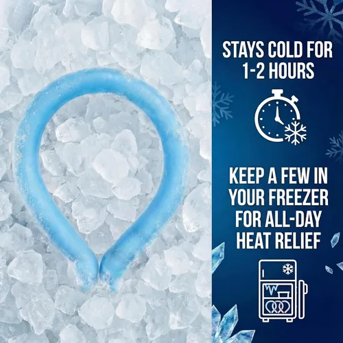 Vista 2 de CoolTimeUSA Tubo Refrescante para el Cuello Envolturas Refrescantes para el Cuello Usables para el Calor del Verano Paquete de Frío de Manos Azul