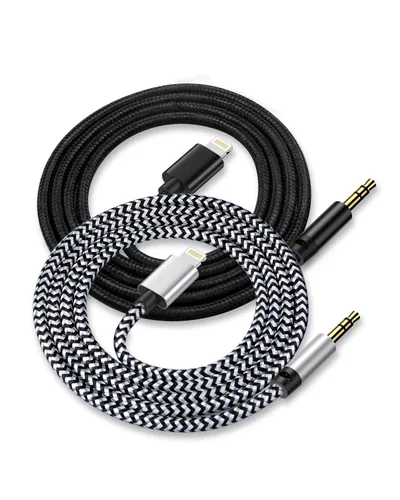 Vista 10 de [Paquete de 2/3.3 pies] Cable auxiliar Lightning a 3.5mm para iPhone, [certificado Apple Mfi] Cable de audio auxiliar para iPhone para coche, hogar