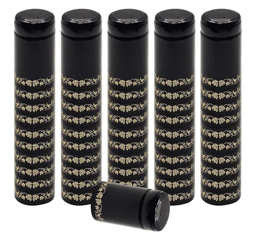 Vista 9 de Negro con uvas doradas PVC Shrink Capsules-500 Count