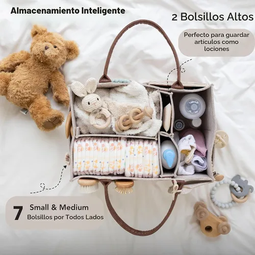 Vista 3 de Lily Miles Organizador de pañales para bebé, cesta de almacenamiento para recién nacidos, regalo neutro para baby shower, imprescindible