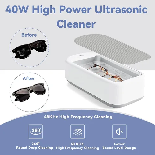 Vista 3 de Limpiador ultrasónico, limpiador ultrasónico de joyería de gran capacidad de 21.6 fl oz, limpiador ultrasónico portátil de 40 W 48 kHz, limpiador
