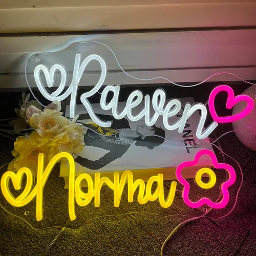 Vista 2 de Letrero de neón personalizado, letrero de neón con nombre personalizado para decoración de pared, luz de neón LED personalizable para dormitorio