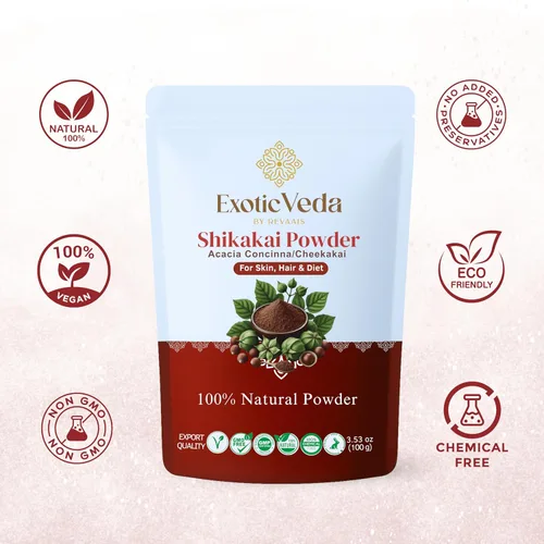 Vista 7 de Shikakai Powder 100% puro y natural - Limpiador y acondicionador ayurvédico sin químicos - Nutre el cabello, mejora el brillo, la suavidad